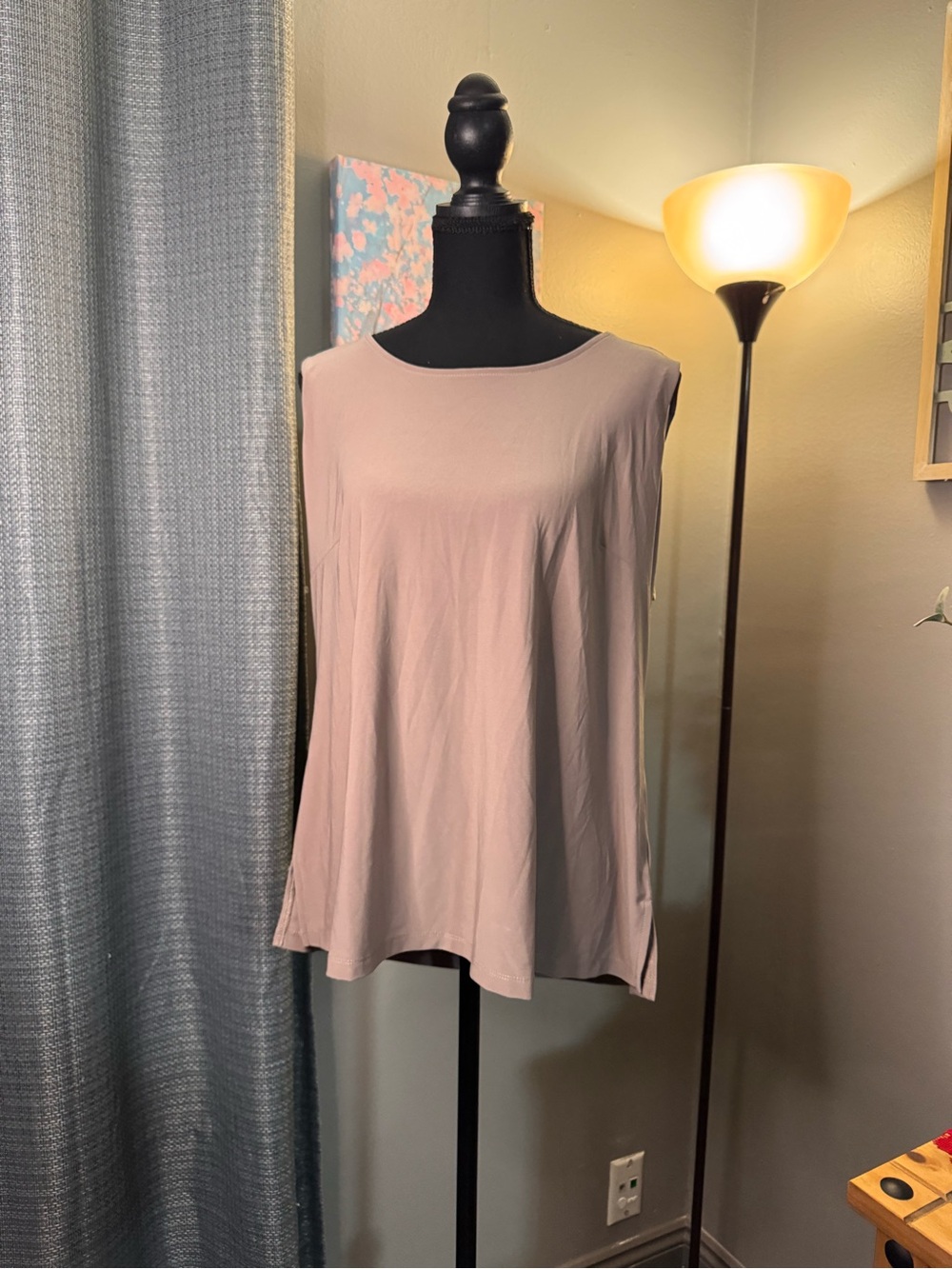 Nina Leonard Sleeveless Tank Top in Beige